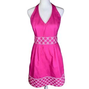 Vineyard Vines for Kentucky Derby Pink Halter Embroidered Sundress Size 6